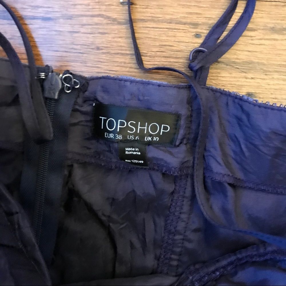 - Topshop Lace A-Line Mini Dress Blue Size 6 - Picture 5 of 6